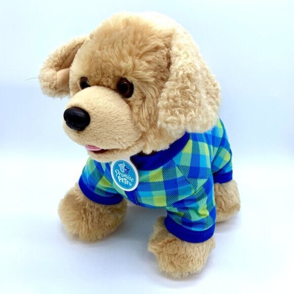 Build-A-Bear Promise Pets Golden Retriever Plush Dog w Buffalo Plaid Sleeper - Picture 8 of 9